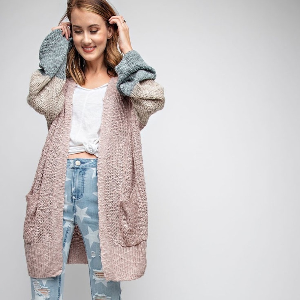 ❄️LAST2️⃣//MAUVE COLOR BLOCK CARDIGAN - Picture 4 of 9